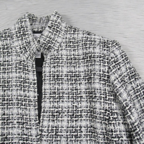CHICO’S 1 Black White Tweed Open Front Jacket Women’s Size Medium / 8 - Picture 7 of 11